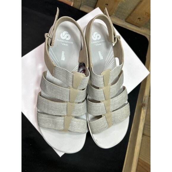 Clarks Cloudsteppers Womens Sandals 9.5W Sand Elastic Straps - Picture 3 of 9
